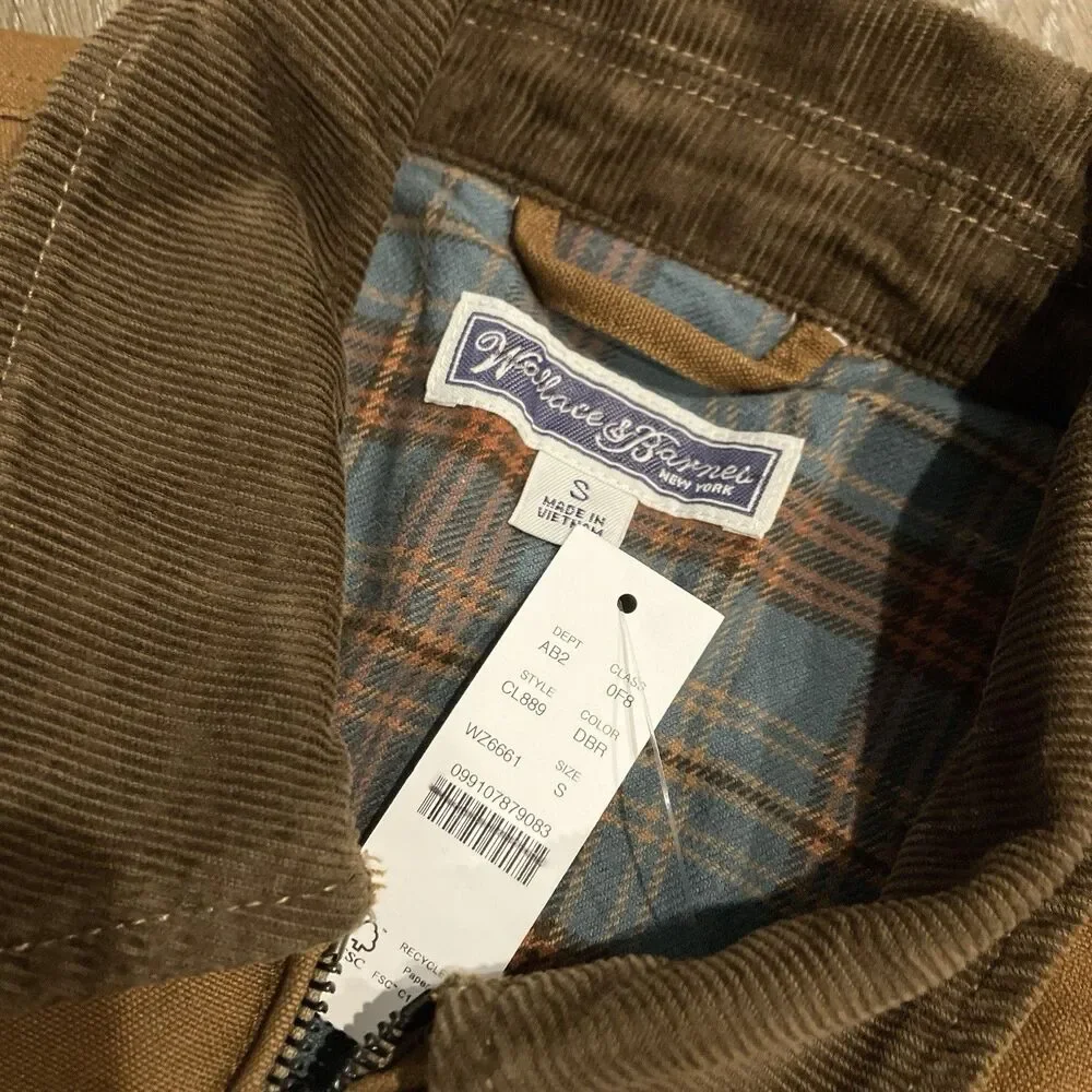 J‎ Crew Wallace Barnes Utility Jacket Mens S Brown Duck Canvas Corduroy Collar